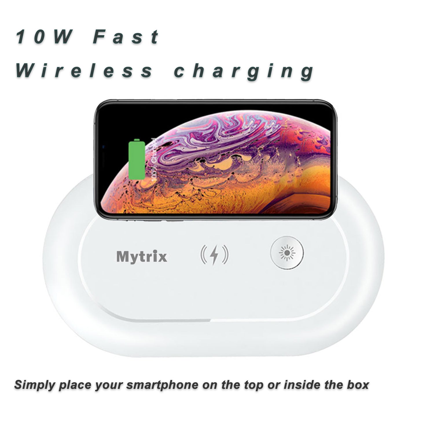 Mytrix Portable UV Sterilizer Box, Ozone Sanitization, Wireless Fast Charging Box with Aroma Diffuser, Multi-functional Box for Smart Phone, Jewelry, Glasses, Watches, 2 year Warranty Mytrix Portable UV Sterilizer Box, Ozone Sanitization, Wireless Fast Charging Box with Aroma Diffuser, Multi-functional Box for Smart Phone, Jewelry, Glasses, Watches, 2 year Warranty